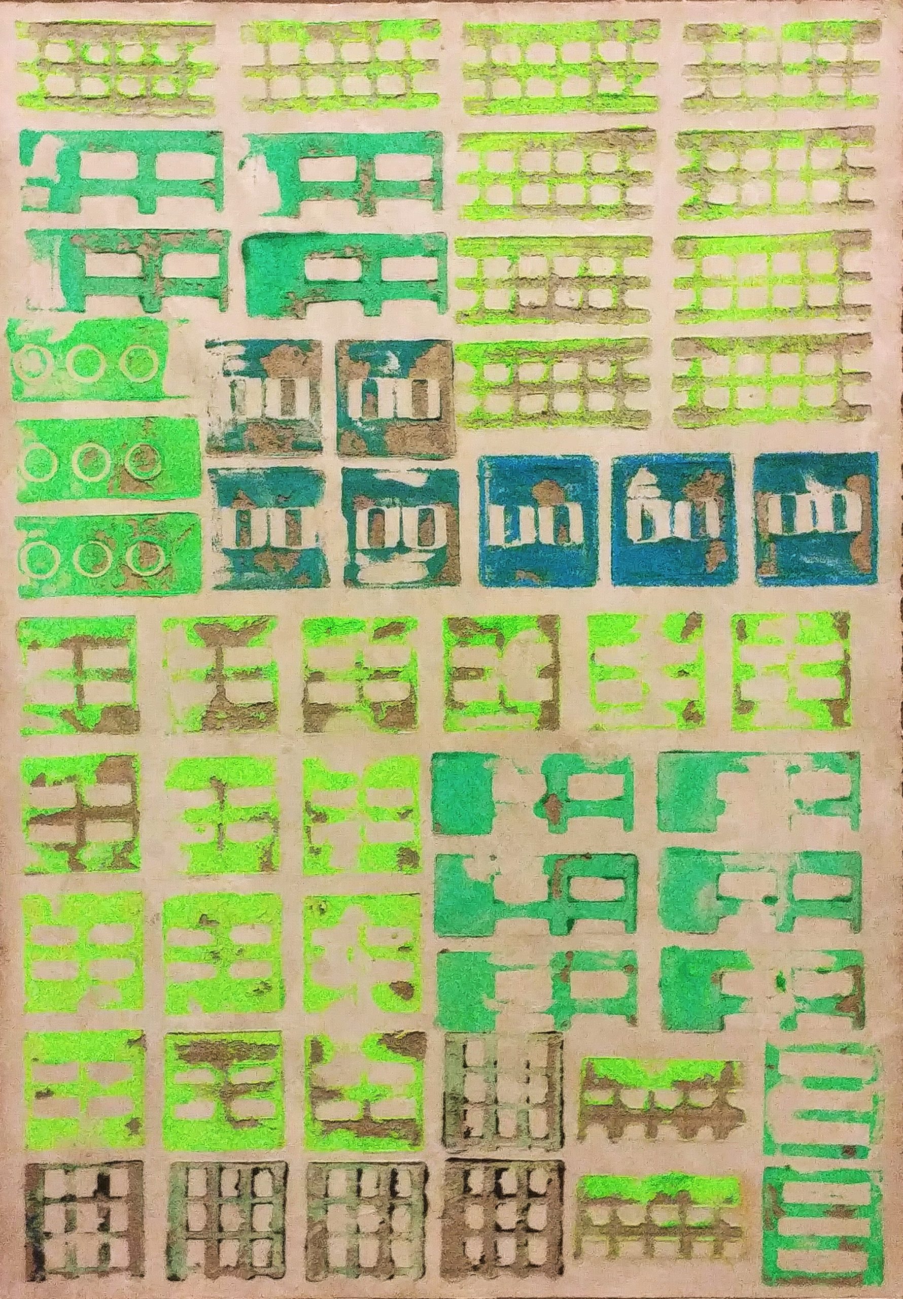 Urbanism-print on cement-monotype n. 3 cm. 70 x 100